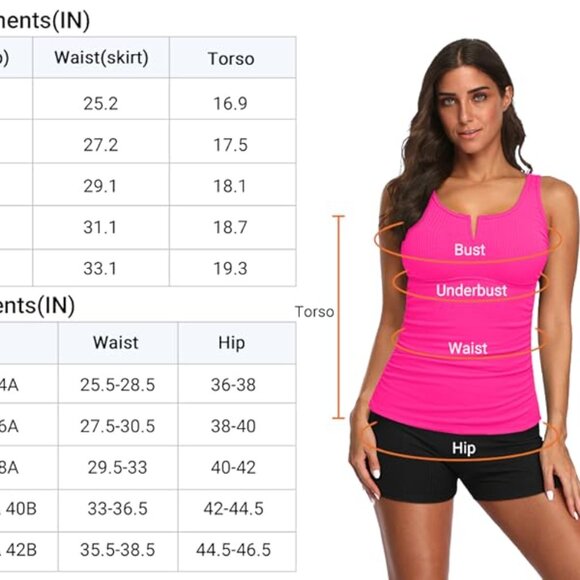 Daci Womens 2 Piece Tankini Swimsuit - Pink & Black Size Medium - Picture 8 of 8